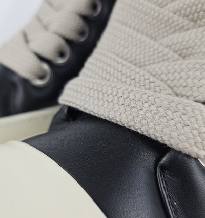 Rick Owens Jumbo Laces High Top Black Milk Sneakers New 44
