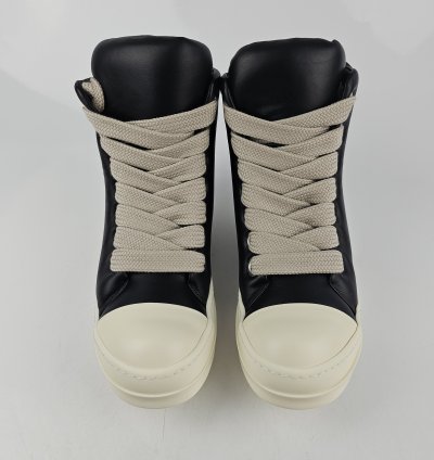 Rick Owens Jumbo Laces High Top Black Milk Sneakers New 44