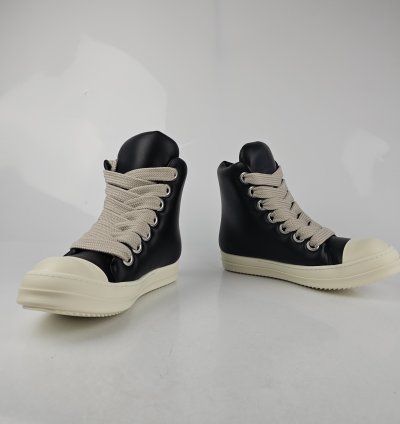 Rick Owens Jumbo Laces High Top Black Milk Sneakers New 44