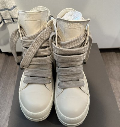 Rick owens leather jumbo lace Ramones High Milk Size 43