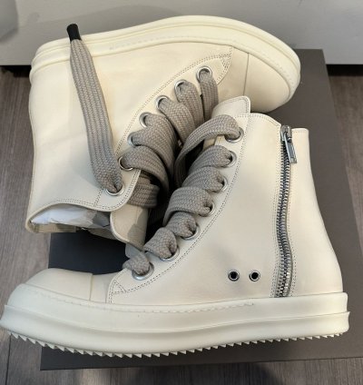 Rick owens leather jumbo lace Ramones High Milk Size 43