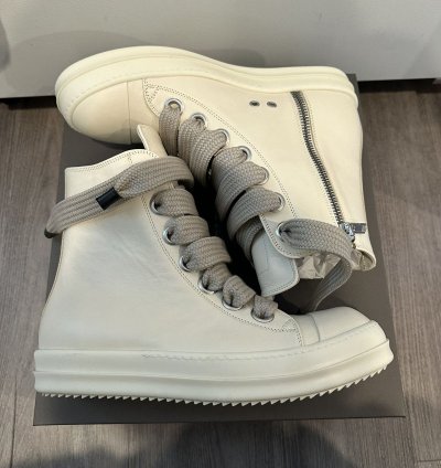 Rick owens leather jumbo lace Ramones High Milk Size 43