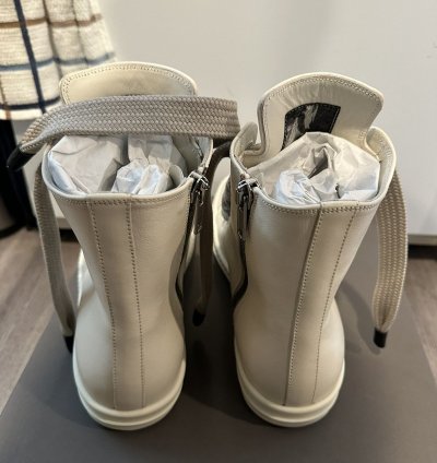 Rick owens leather jumbo lace Ramones High Milk Size 43