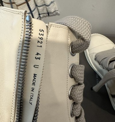 Rick owens leather jumbo lace Ramones High Milk Size 43