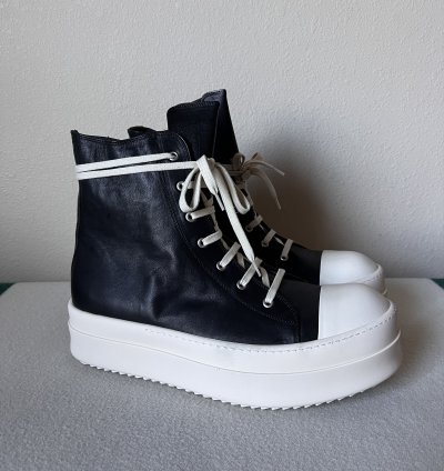 Rick Owens Leather Mega Bumper Ramones in Black