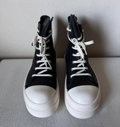 Rick Owens Leather Mega Bumper Ramones in Black