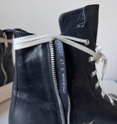 Rick Owens Leather Mega Bumper Ramones in Black
