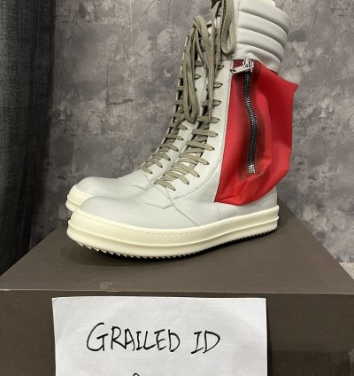 RICK OWENS LEATHER OYSTER RED MILK CARGOBASKETS