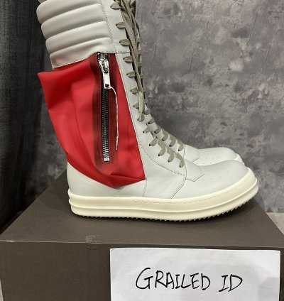 RICK OWENS LEATHER OYSTER RED MILK CARGOBASKETS