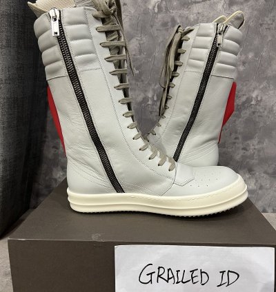 RICK OWENS LEATHER OYSTER RED MILK CARGOBASKETS