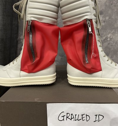 RICK OWENS LEATHER OYSTER RED MILK CARGOBASKETS