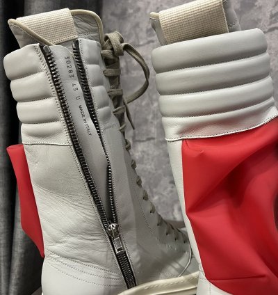 RICK OWENS LEATHER OYSTER RED MILK CARGOBASKETS