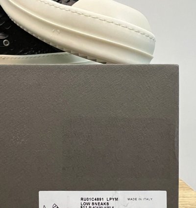 RICK OWENS LEATHER PYTHON BLACK MILK RAMONES LOW SNEAKERS