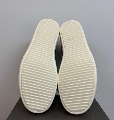 RICK OWENS LEATHER PYTHON BLACK MILK RAMONES LOW SNEAKERS