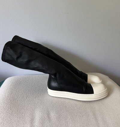 Rick Owens Leather Sock Ramones in Black