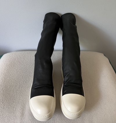 Rick Owens Leather Sock Ramones in Black