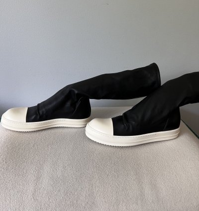 Rick Owens Leather Sock Ramones in Black