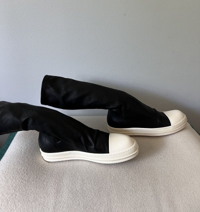 Rick Owens Leather Sock Ramones in Black