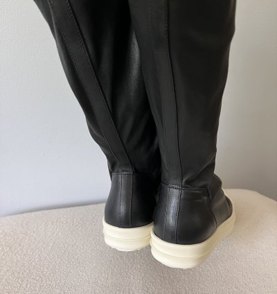 Rick Owens Leather Sock Ramones in Black