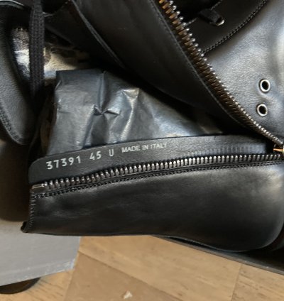 Rick Owens leather zip high top sneakers black on black