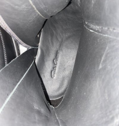 Rick Owens leather zip high top sneakers black on black