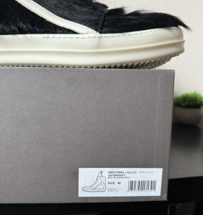 Rick Owens Lido Geobasket High Black Milk Fur Sneakers