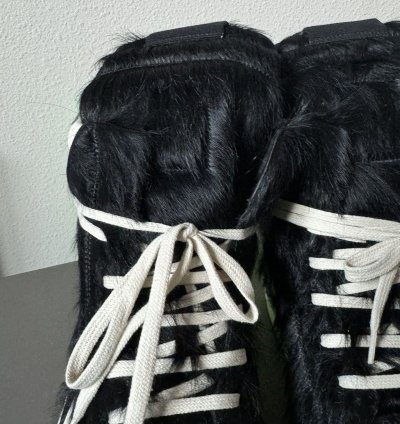 Rick Owens Lido Geobasket High Black Milk Fur Sneakers