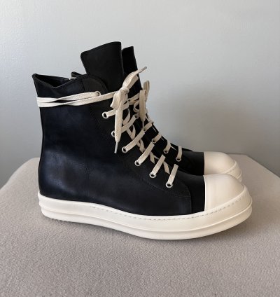 Rick Owens Lido High Top Ramones in Black Leather