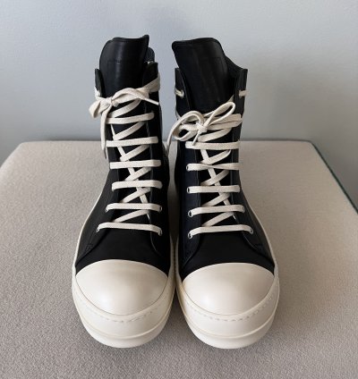 Rick Owens Lido High Top Ramones in Black Leather