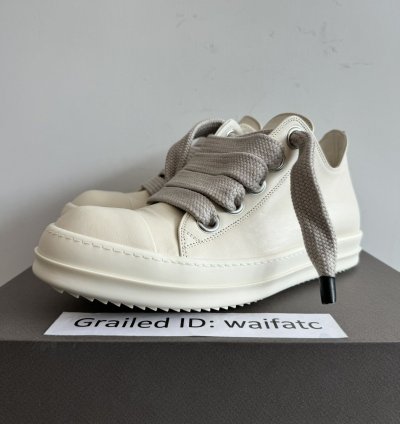 RICK OWENS LIDO MILK JUMBO LACES RAMONES LOW SNEAKERS