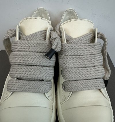 RICK OWENS LIDO MILK JUMBO LACES RAMONES LOW SNEAKERS