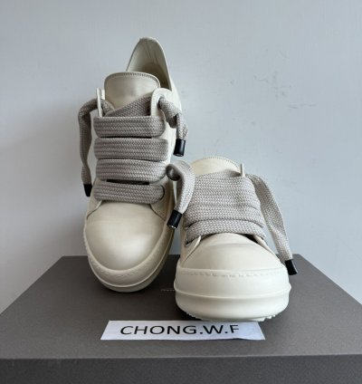 RICK OWENS LIDO MILK JUMBO LACES RAMONES LOW SNEAKERS