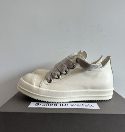 RICK OWENS LIDO MILK JUMBO LACES RAMONES LOW SNEAKERS