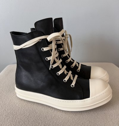 Rick Owens LIDO Ramones Hi in Black Leather