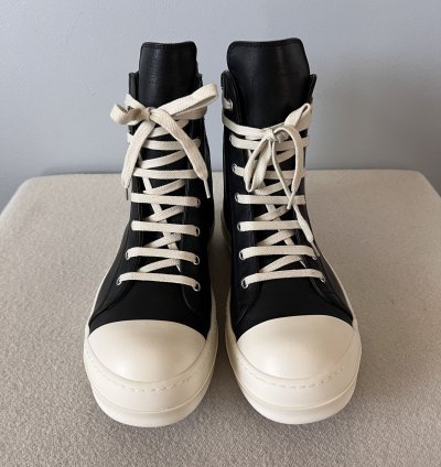 Rick Owens LIDO Ramones Hi in Black Leather