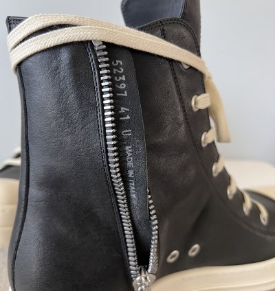 Rick Owens LIDO Ramones Hi in Black Leather