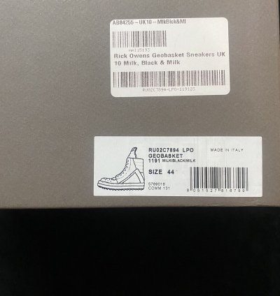 Rick Owens Luxor Geobasket Milk Black Milk Size 44