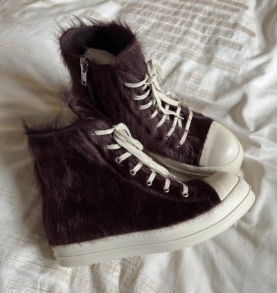 Rick Owens Luxor Pony Hair Ramones Amethyst - Size 44