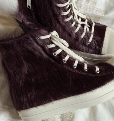 Rick Owens Luxor Pony Hair Ramones Amethyst - Size 44