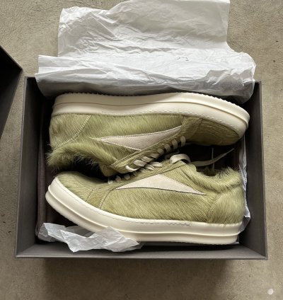 Rick Owens Luxor Vintage Sneaker Dirty Acid Pony Fur 45