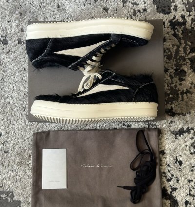 Rick Owens Mainline Calf Hair Vintage Sneakers