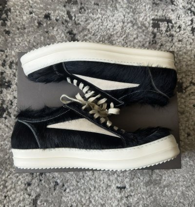 Rick Owens Mainline Calf Hair Vintage Sneakers