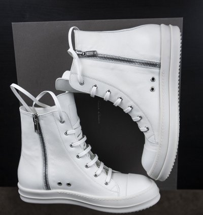 Rick Owens Mainline Chalk White Leather Ramones