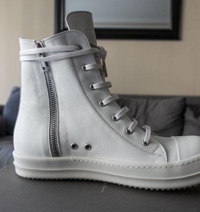 Rick Owens Mainline Chalk White Leather Ramones