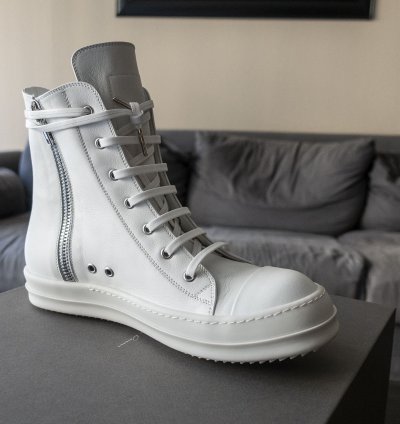 Rick Owens Mainline Chalk White Leather Ramones