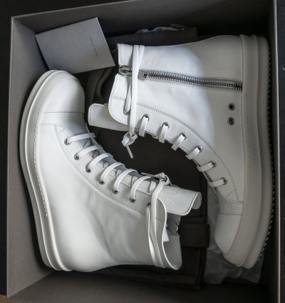 Rick Owens Mainline Chalk White Leather Ramones