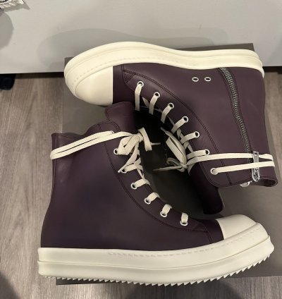 Rick Owens Mainline Leather Ramones High Amethyst Size 43