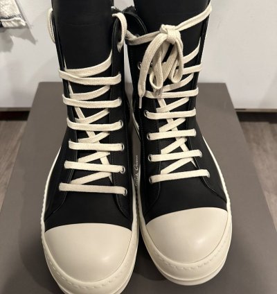 Rick owens mainline leather Ramones High Black Milk Size 42