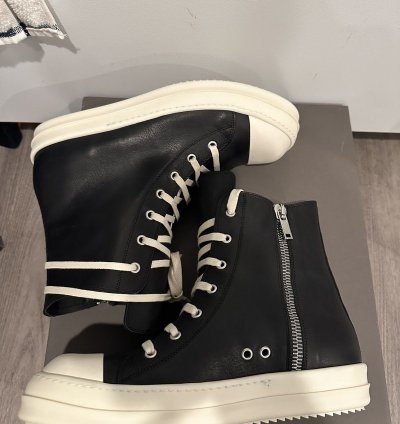 Rick owens mainline leather Ramones High Black Milk Size 42