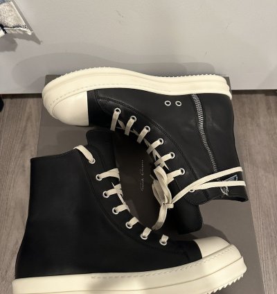 Rick owens mainline leather Ramones High Black Milk Size 42